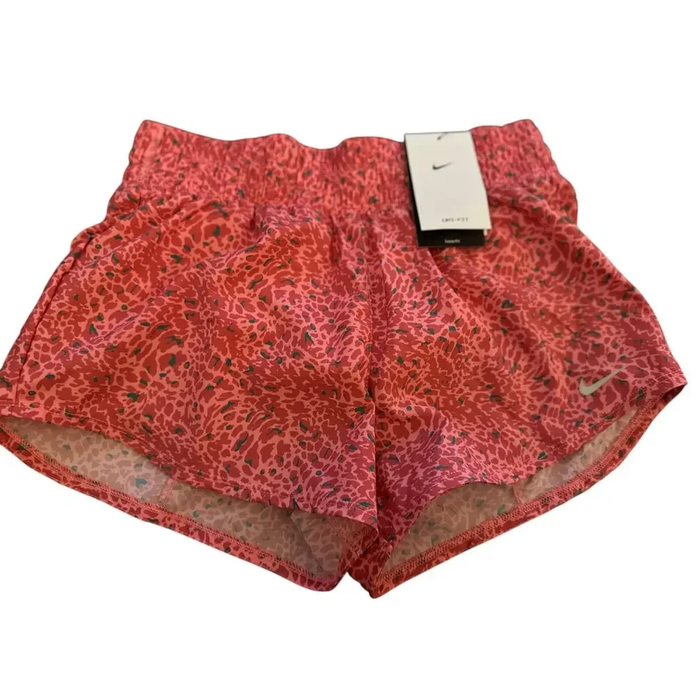 Nike Women's One Dri-FIT Mid-Rise Brief Lined Shorts, Coral Chalk, Small, NWT